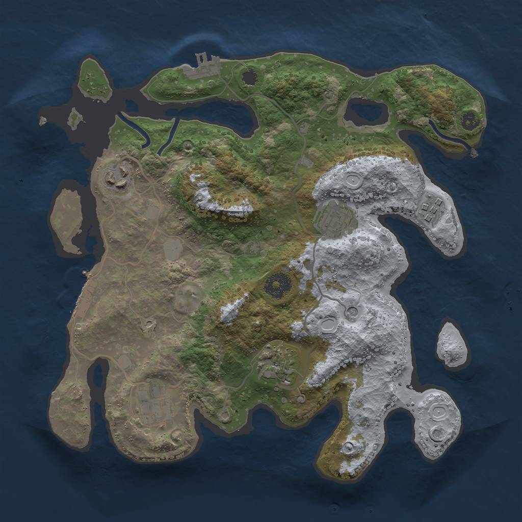 Rust Map: Procedural Map, Size: 3000, Seed: 9405231, 13 Monuments