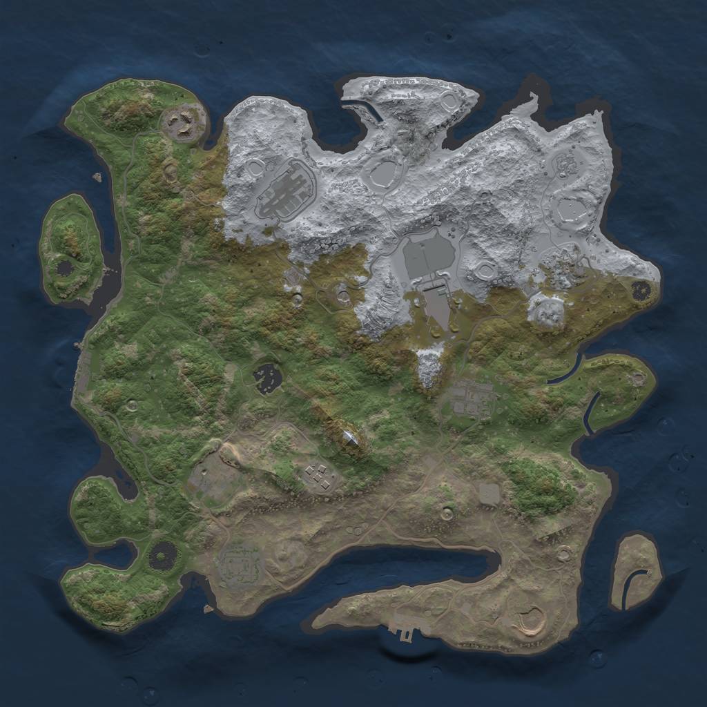 Rust Map: Procedural Map, Size: 3700, Seed: 779210987, 19 Monuments