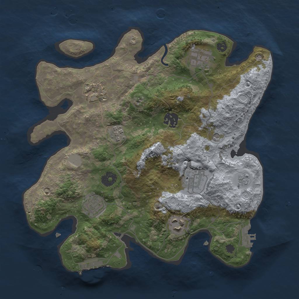 Rust Map: Procedural Map, Size: 3000, Seed: 877859792, 16 Monuments