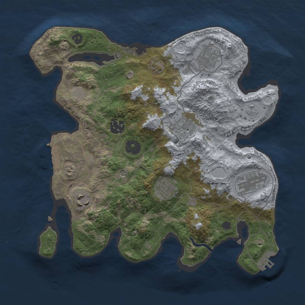 Rust Map: Procedural Map, Size: 3000, Seed: 519845, 15 Monuments