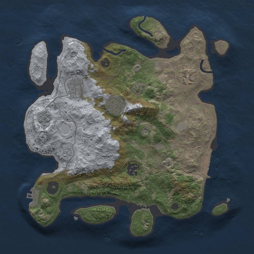Rust Map: Procedural Map, Size: 3000, Seed: 4454, 14 Monuments