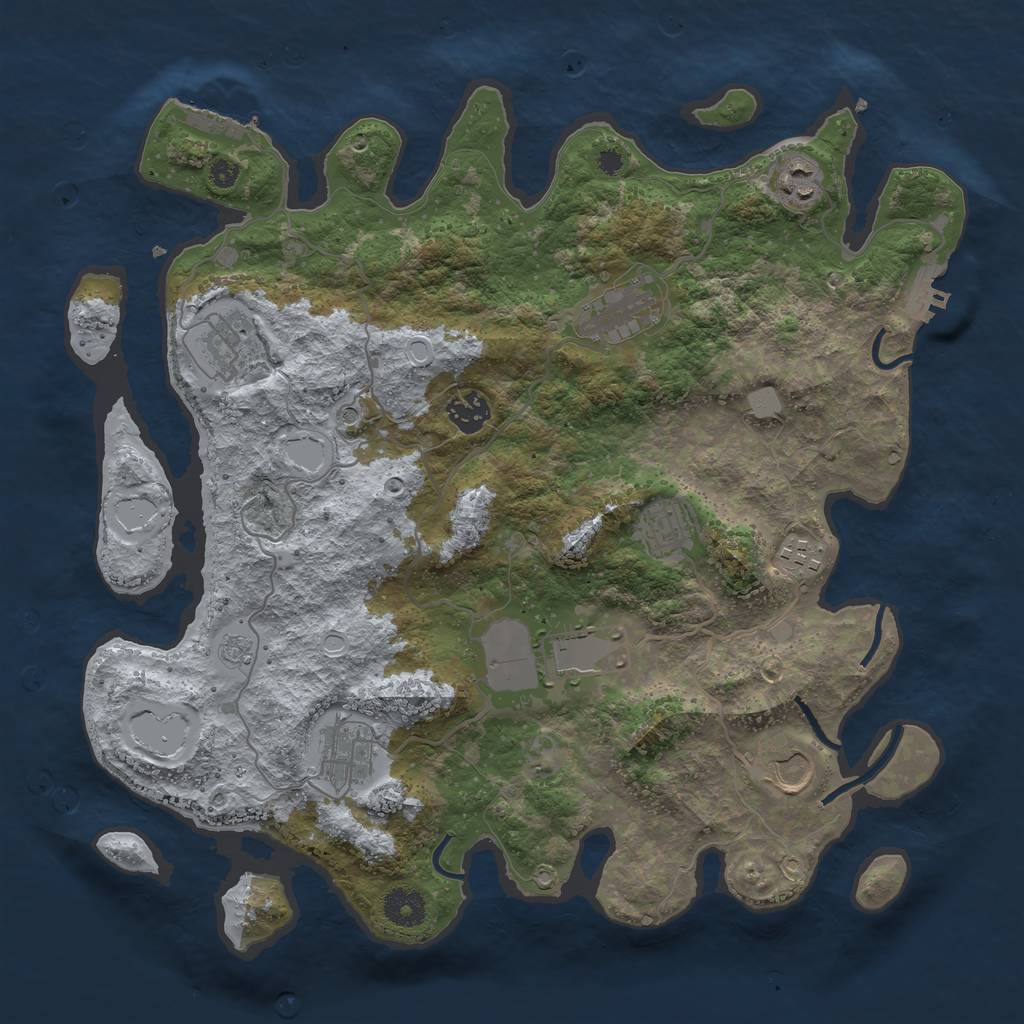Rust Map: Procedural Map, Size: 3750, Seed: 813445026, 18 Monuments