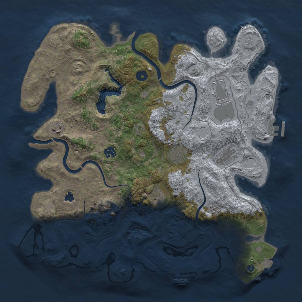 Rust Map: Procedural Map, Size: 4000, Seed: 325173, 14 Monuments