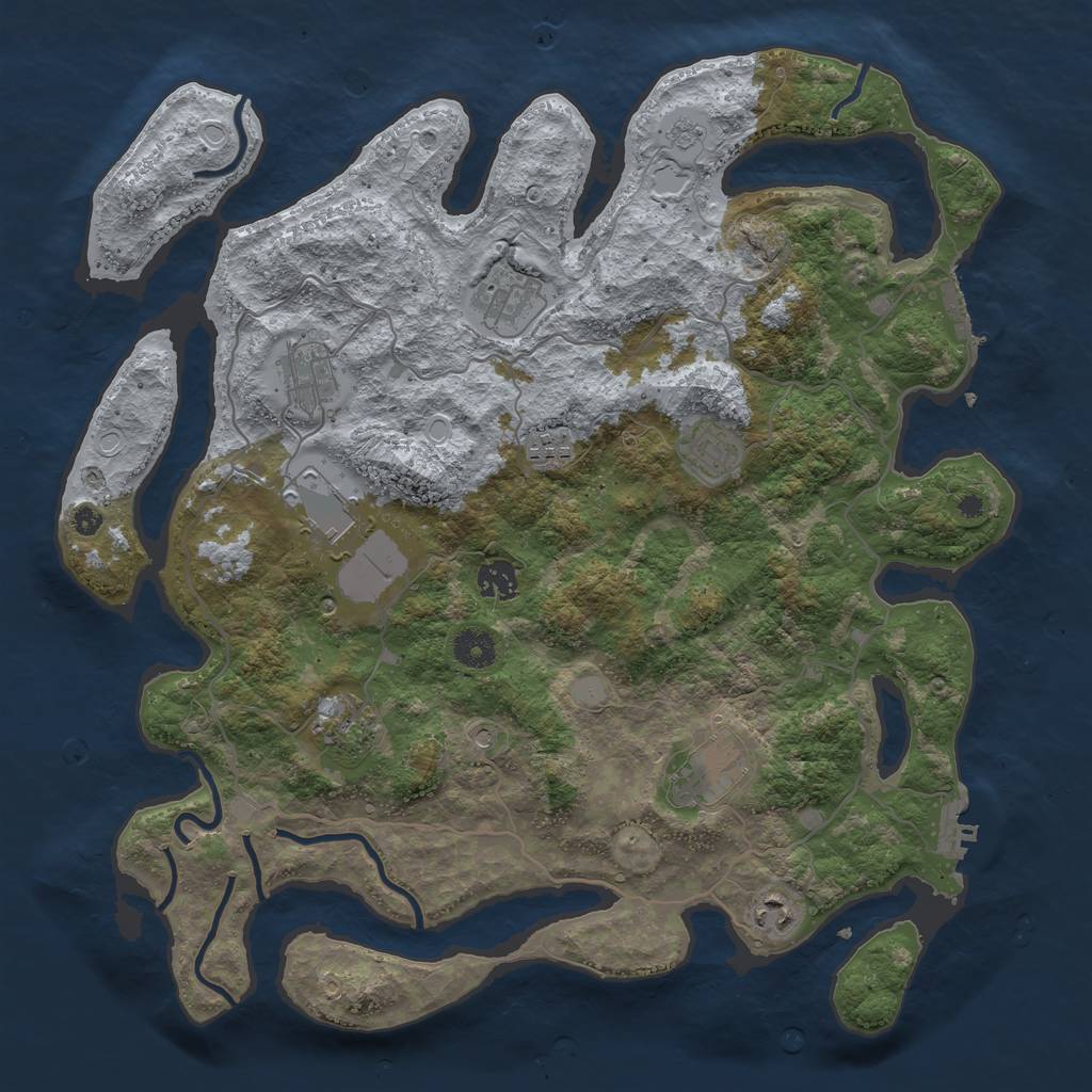 Rust Map: Procedural Map, Size: 4000, Seed: 1706121543, 18 Monuments