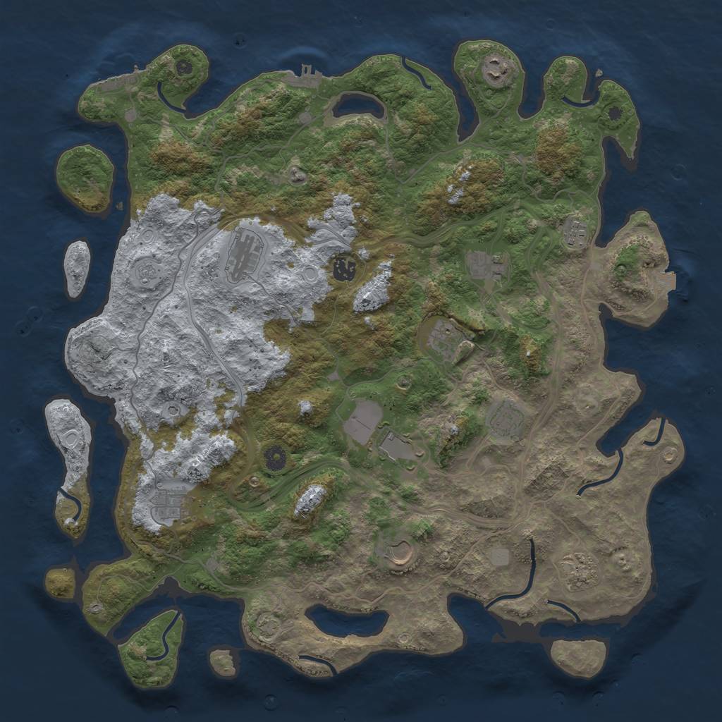 Rust Map: Procedural Map, Size: 4500, Seed: 32437, 19 Monuments