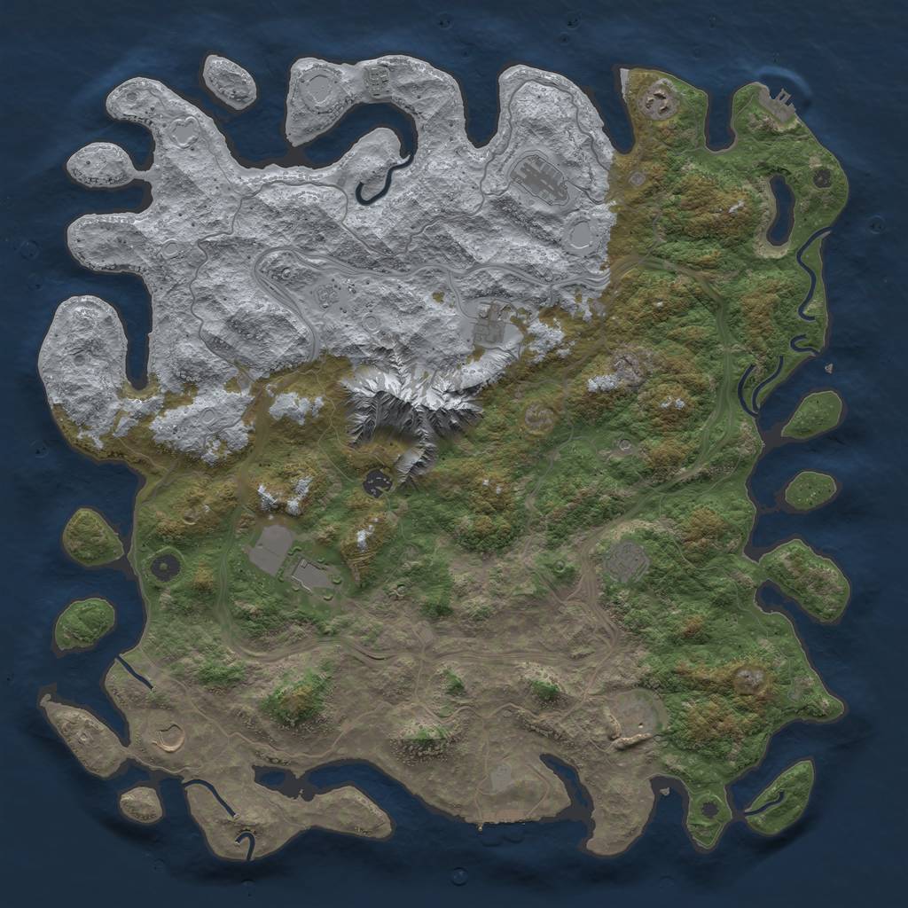 Rust Map: Procedural Map, Size: 5000, Seed: 316, 18 Monuments