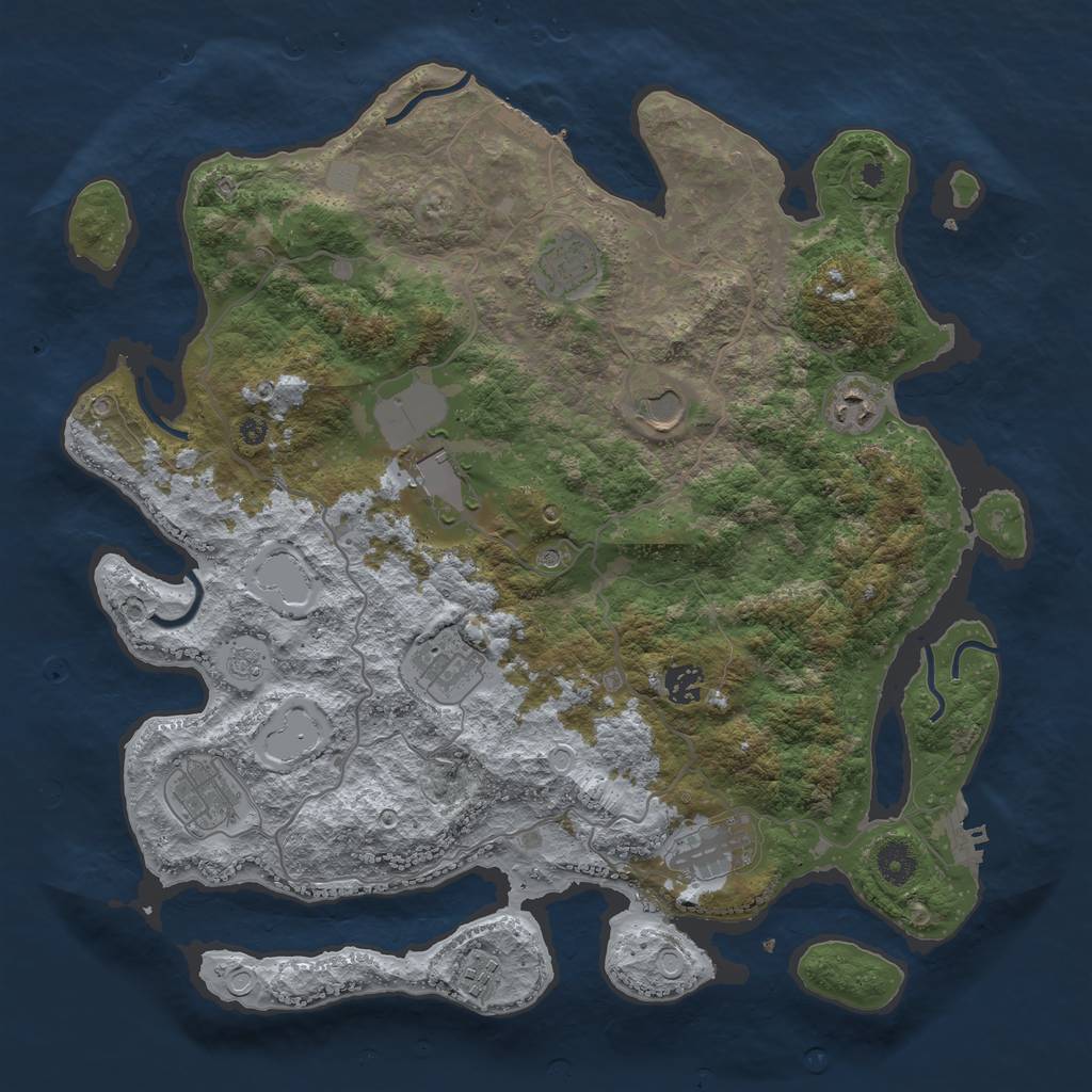 Rust Map: Procedural Map, Size: 4000, Seed: 9278511, 18 Monuments