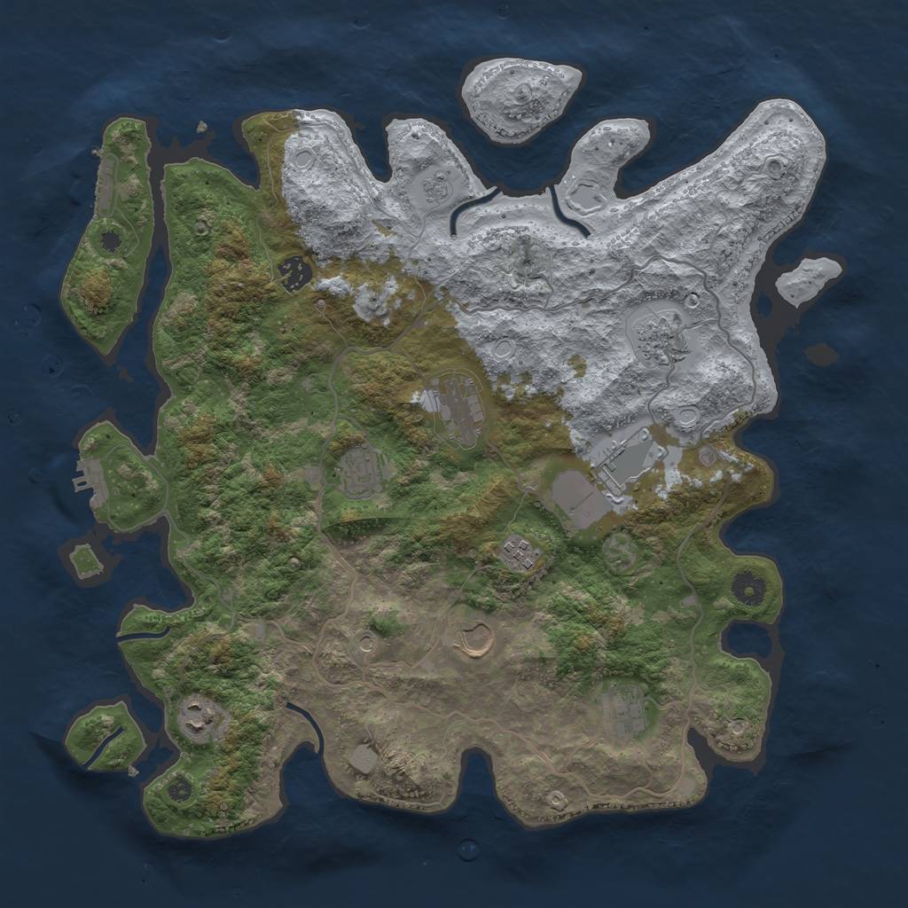 Rust Map: Procedural Map, Size: 4000, Seed: 295834, 18 Monuments