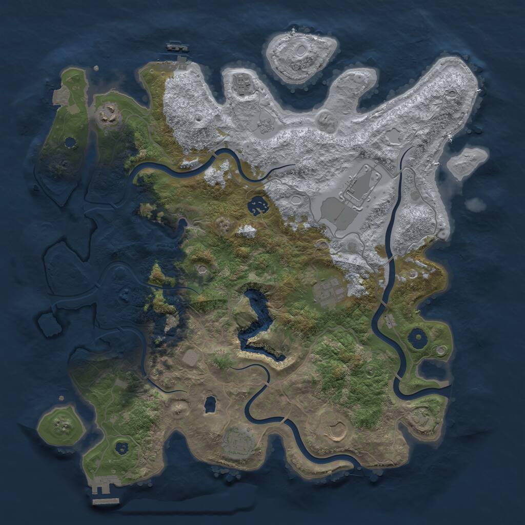 Rust Map: Procedural Map, Size: 4000, Seed: 295834, 13 Monuments