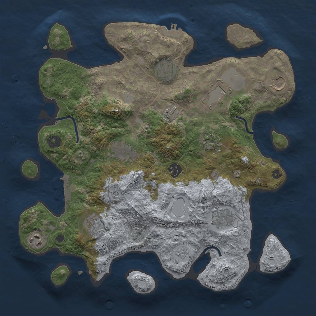 Rust Map: Procedural Map, Size: 3500, Seed: 885272056, 19 Monuments