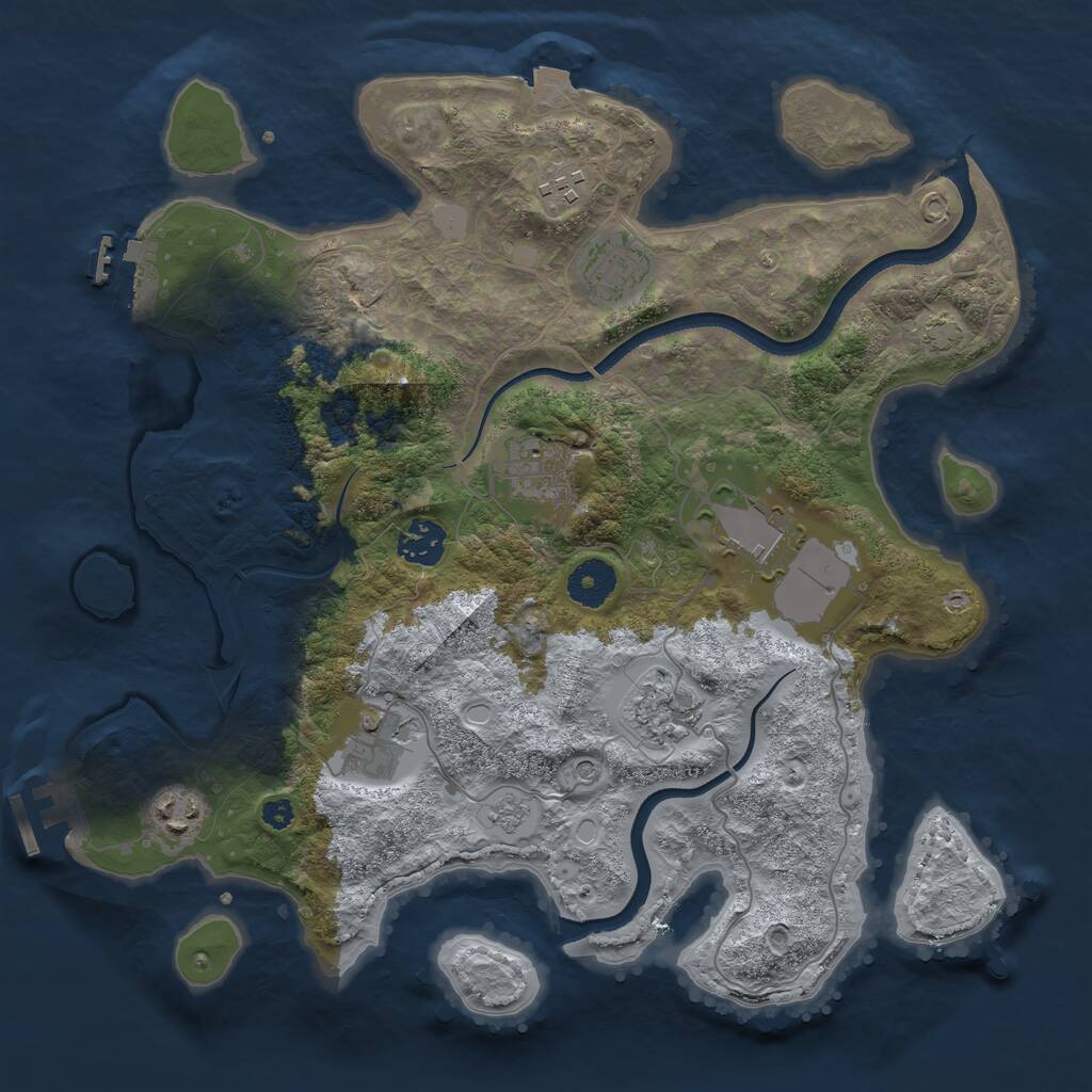 Rust Map: Procedural Map, Size: 3500, Seed: 885272056, 14 Monuments