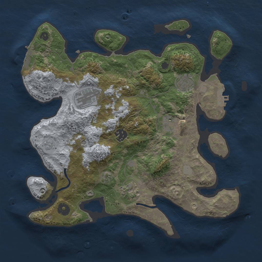Rust Map: Procedural Map, Size: 3200, Seed: 47594945, 12 Monuments