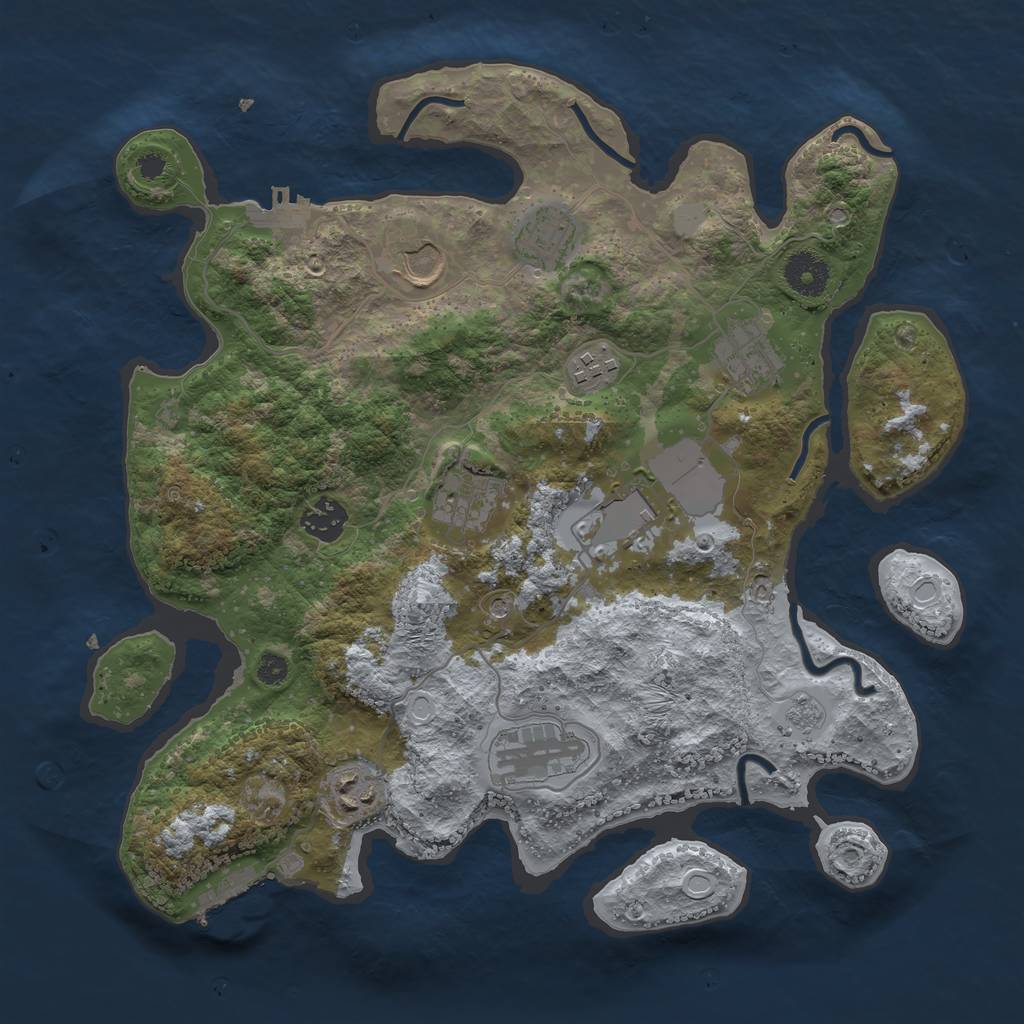 Rust Map: Procedural Map, Size: 3500, Seed: 1062389725, 18 Monuments