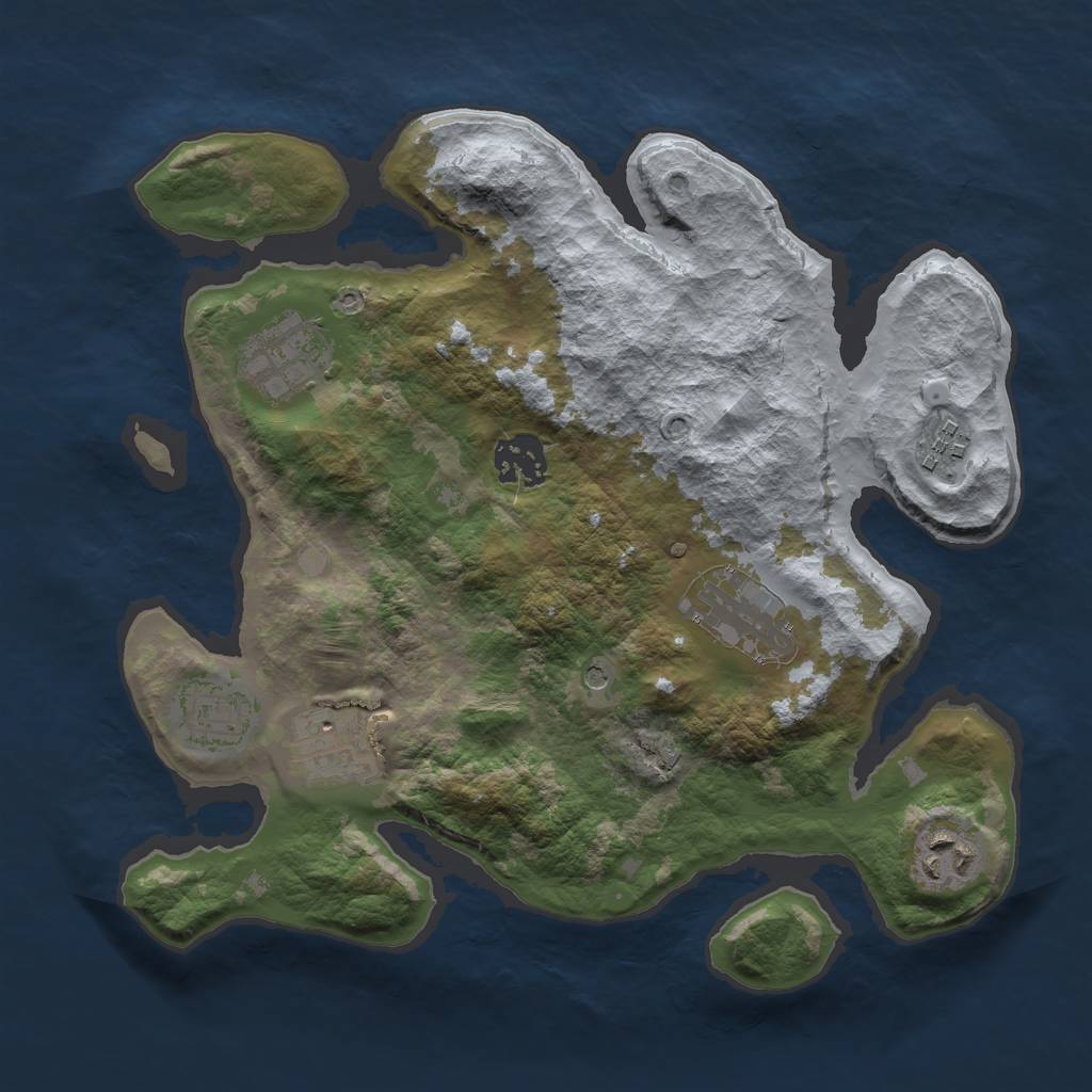 Rust Map: Barren, Size: 3000, Seed: 42069, 10 Monuments