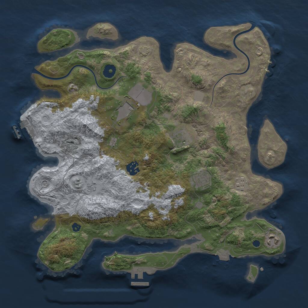 Rust Map: Procedural Map, Size: 3500, Seed: 930875479, 12 Monuments