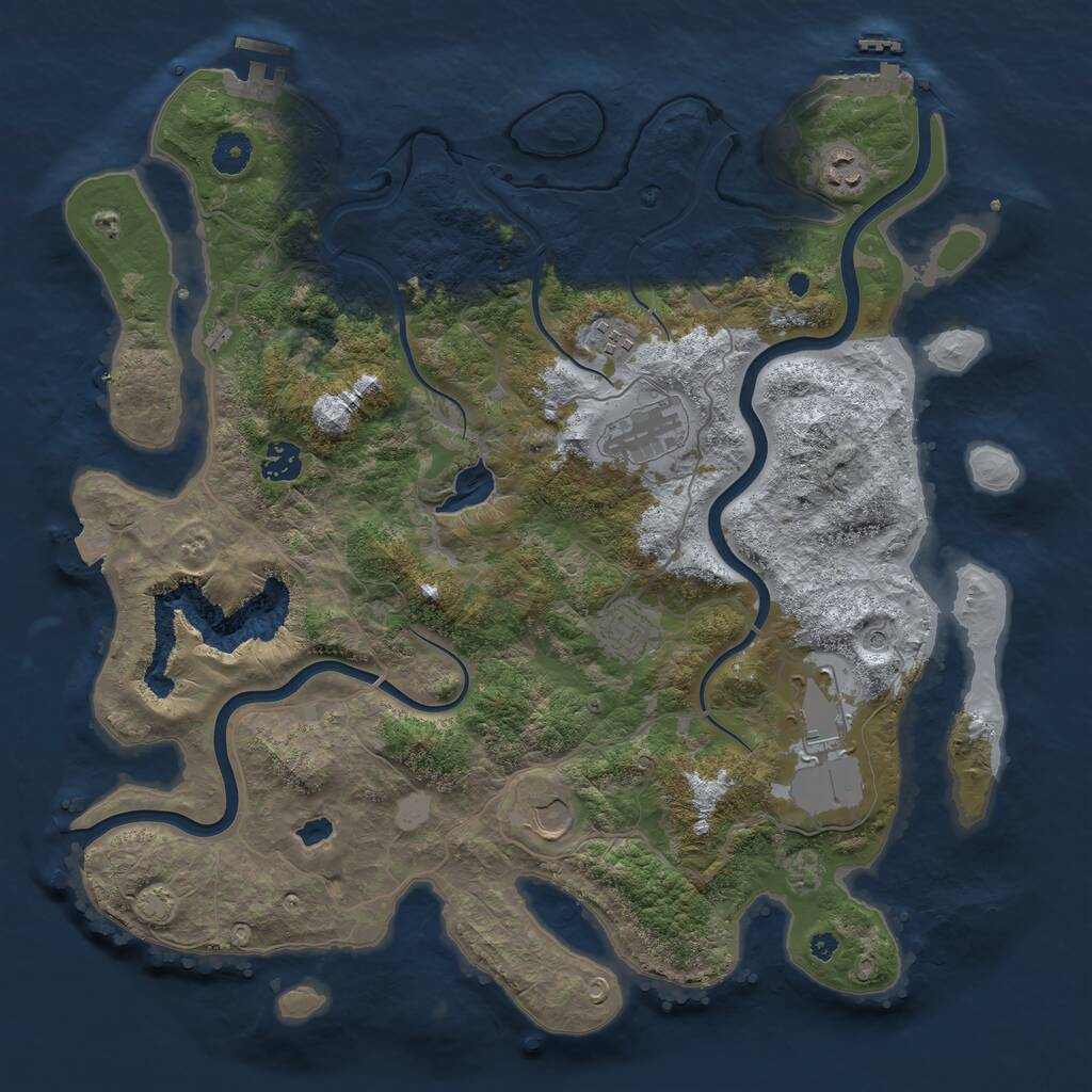 Rust Map: Procedural Map, Size: 4000, Seed: 893879, 12 Monuments