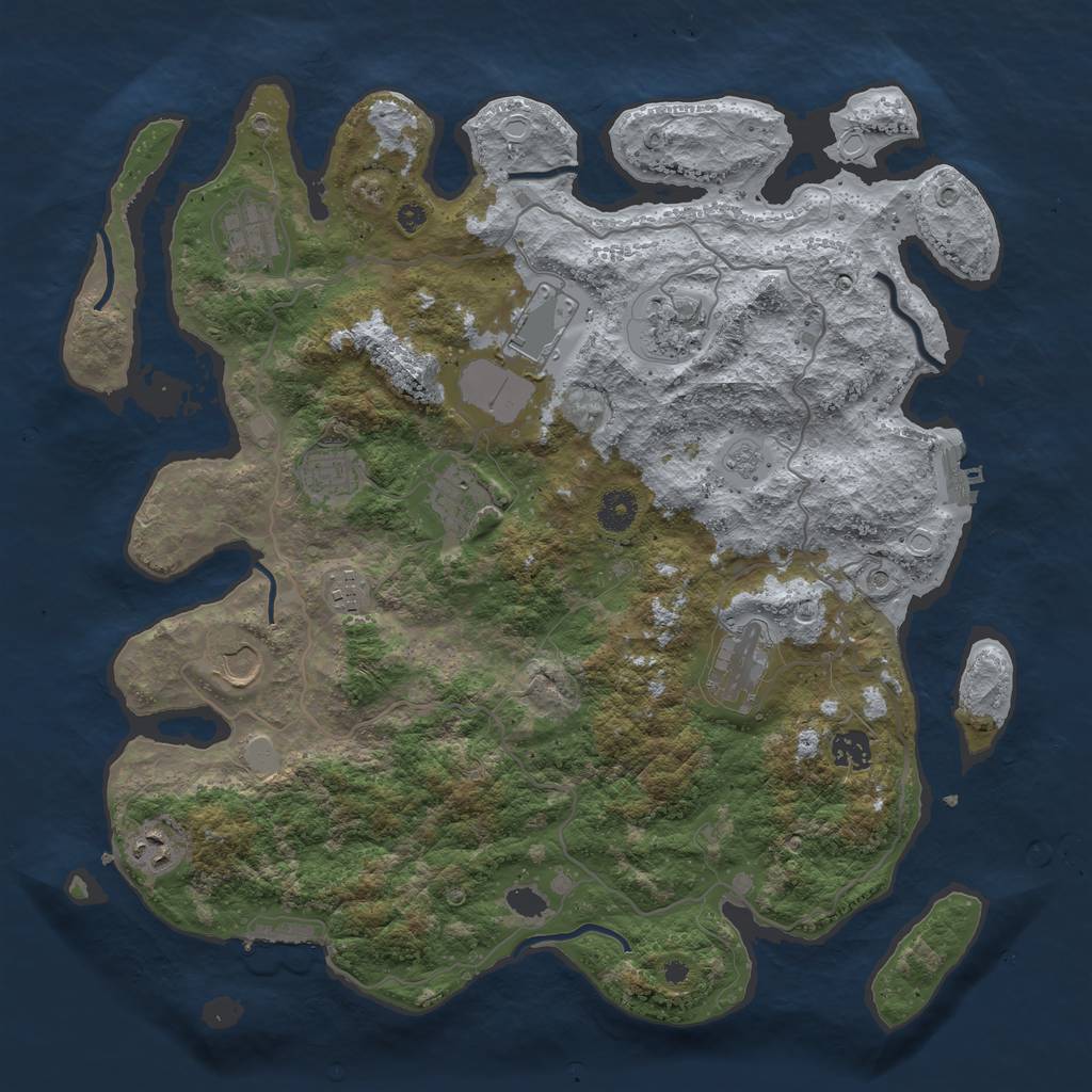 Rust Map: Procedural Map, Size: 4000, Seed: 547029, 19 Monuments