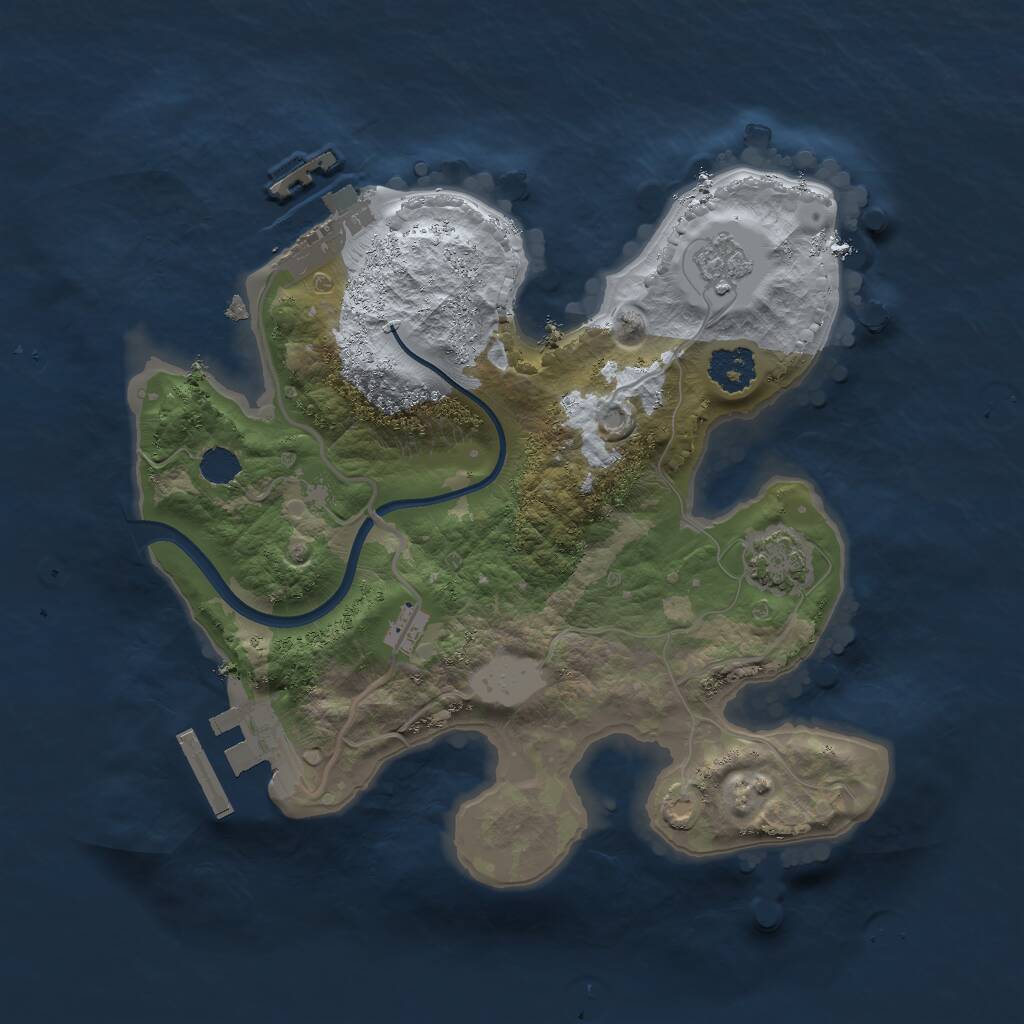 Rust Map: Procedural Map, Size: 2200, Seed: 1347628689, 5 Monuments