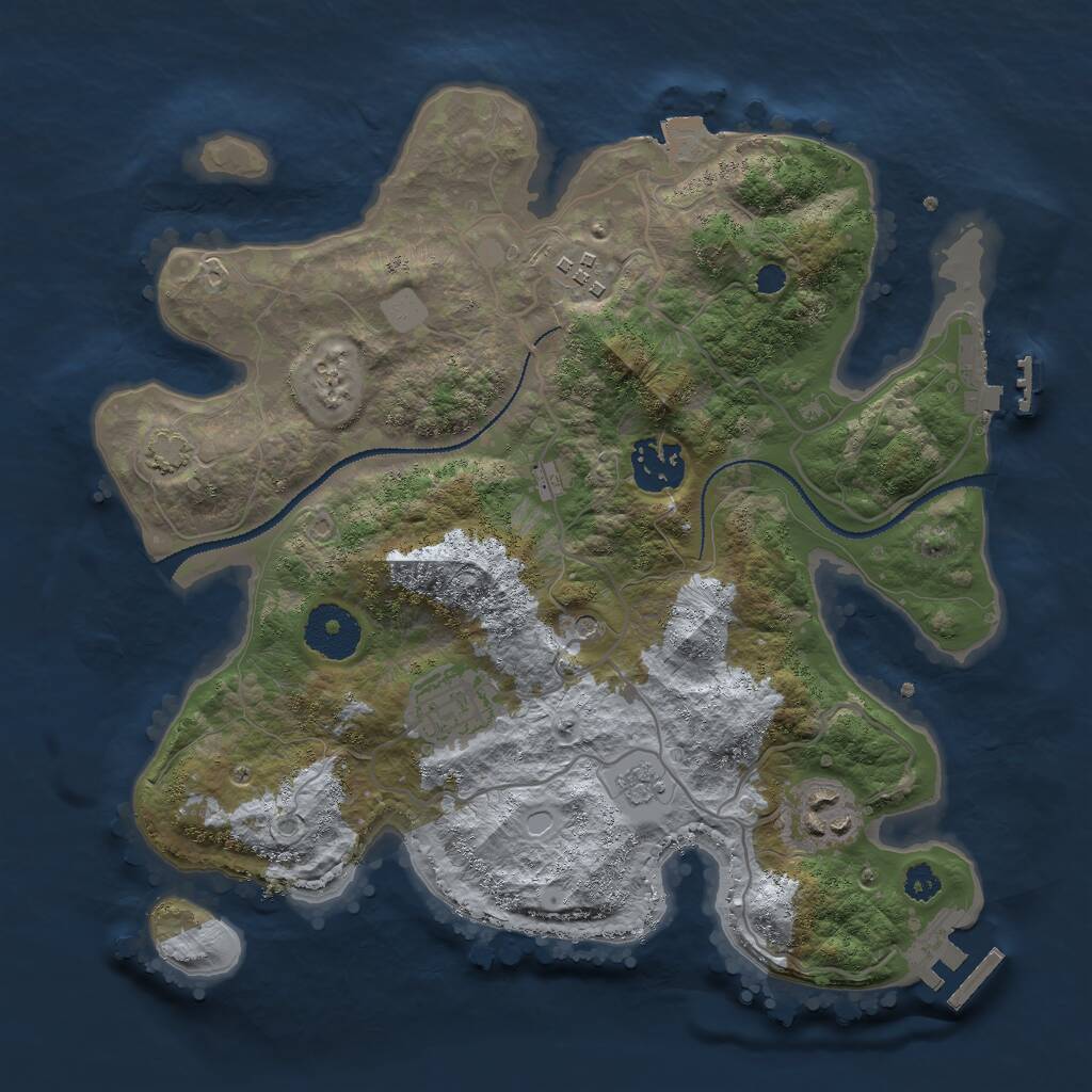 Rust Map: Procedural Map, Size: 3000, Seed: 648135, 10 Monuments