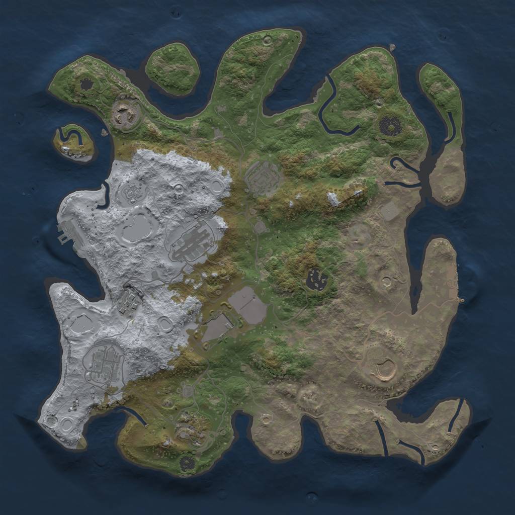 Rust Map: Procedural Map, Size: 3500, Seed: 1157399534, 16 Monuments