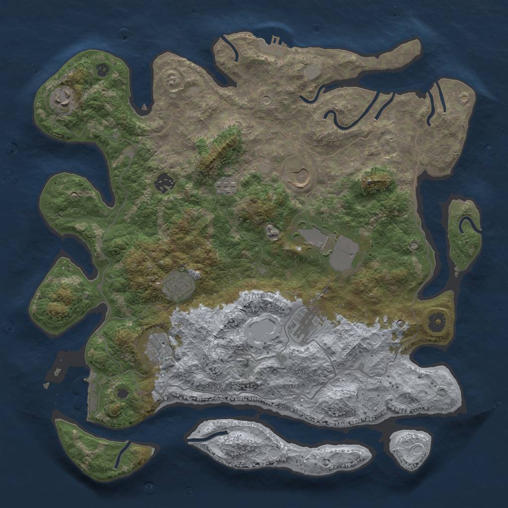 Rust Map: Procedural Map, Size: 4000, Seed: 97891, 17 Monuments