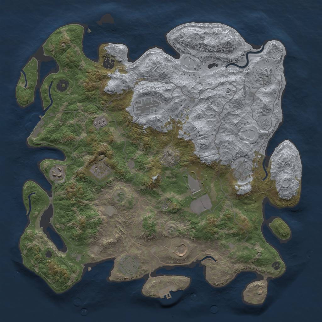 Rust Map: Procedural Map, Size: 4000, Seed: 632572935, 19 Monuments