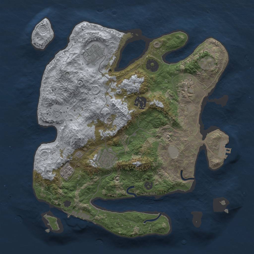 Rust Map: Procedural Map, Size: 3000, Seed: 76689, 14 Monuments
