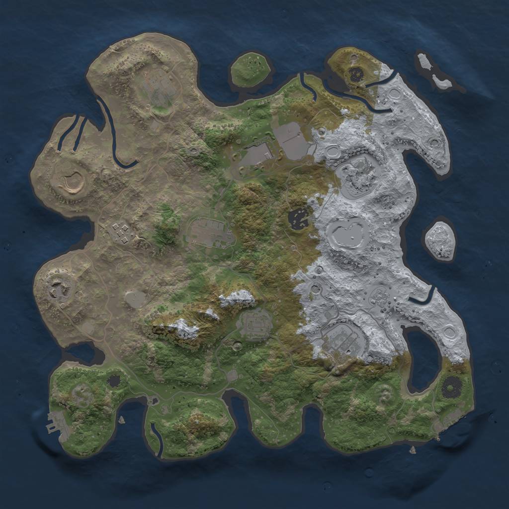Rust Map: Procedural Map, Size: 3500, Seed: 354334290, 19 Monuments