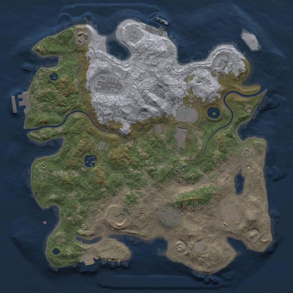 Rust Map: Procedural Map, Size: 3500, Seed: 740665148, 14 Monuments