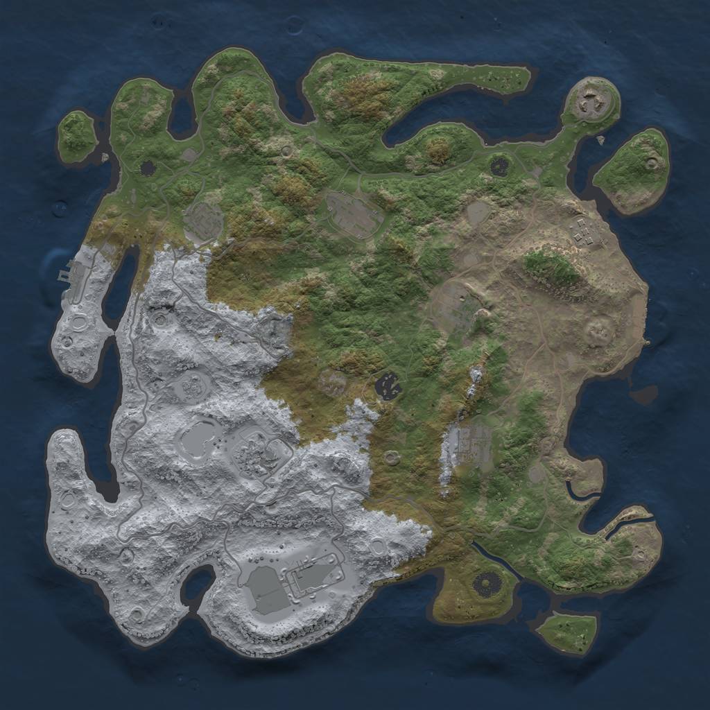Rust Map: Procedural Map, Size: 4000, Seed: 33082033, 18 Monuments