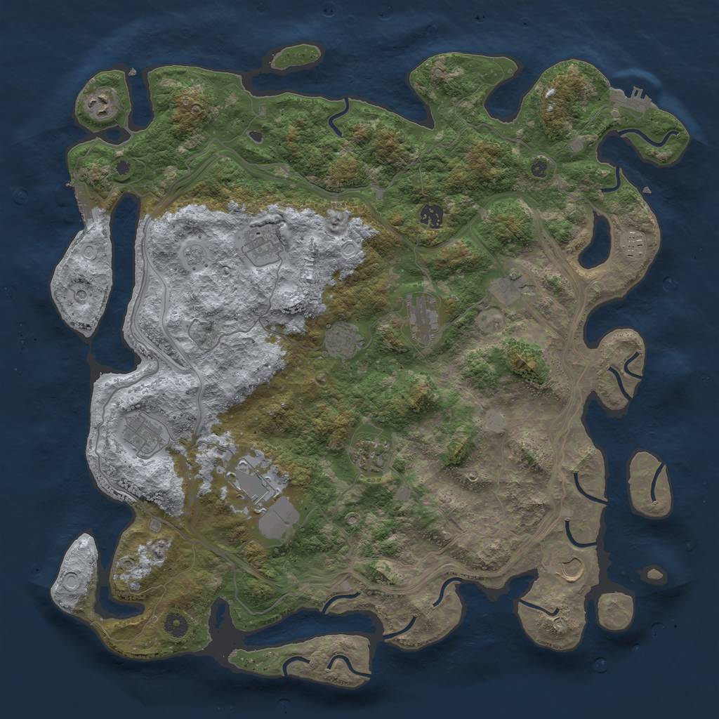 Rust Map: Procedural Map, Size: 4500, Seed: 1119613790, 20 Monuments