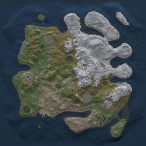 Thumbnail Rust Map: Procedural Map, Size: 3300, Seed: 35, 16 Monuments