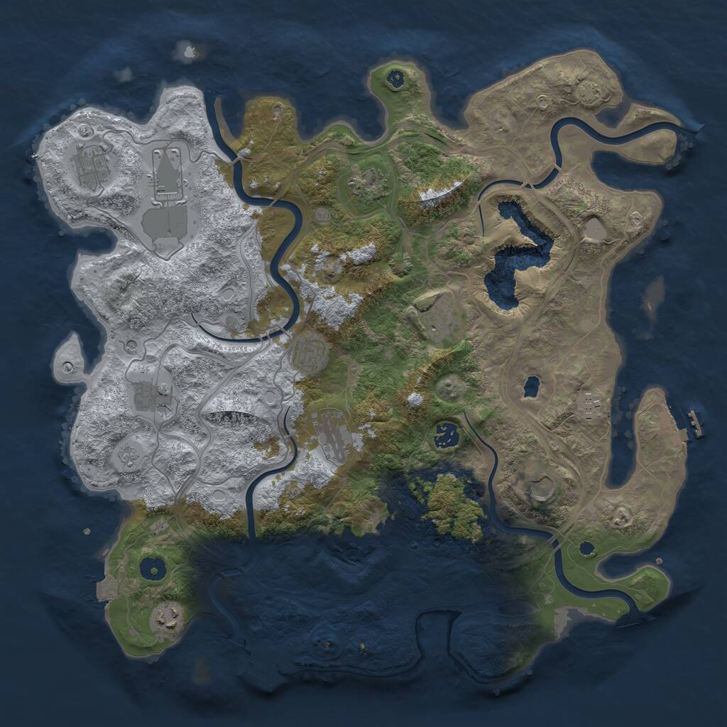 Rust Map: Procedural Map, Size: 4250, Seed: 691957985, 17 Monuments