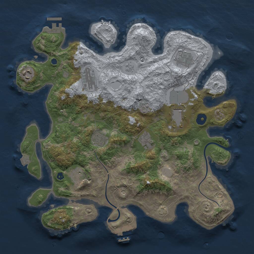 Rust Map: Procedural Map, Size: 3500, Seed: 1396251363, 14 Monuments