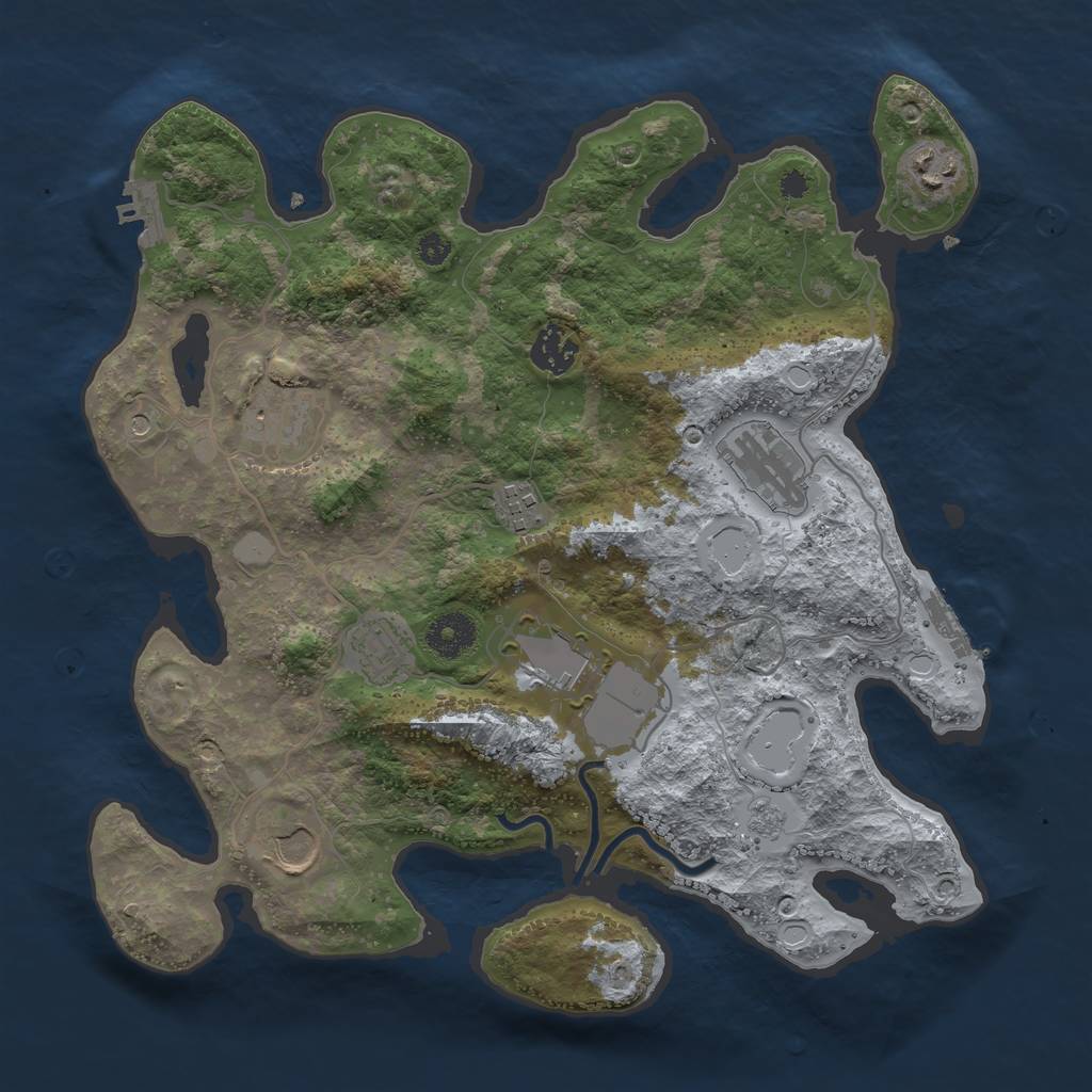 Rust Map: Procedural Map, Size: 3500, Seed: 935213622, 17 Monuments