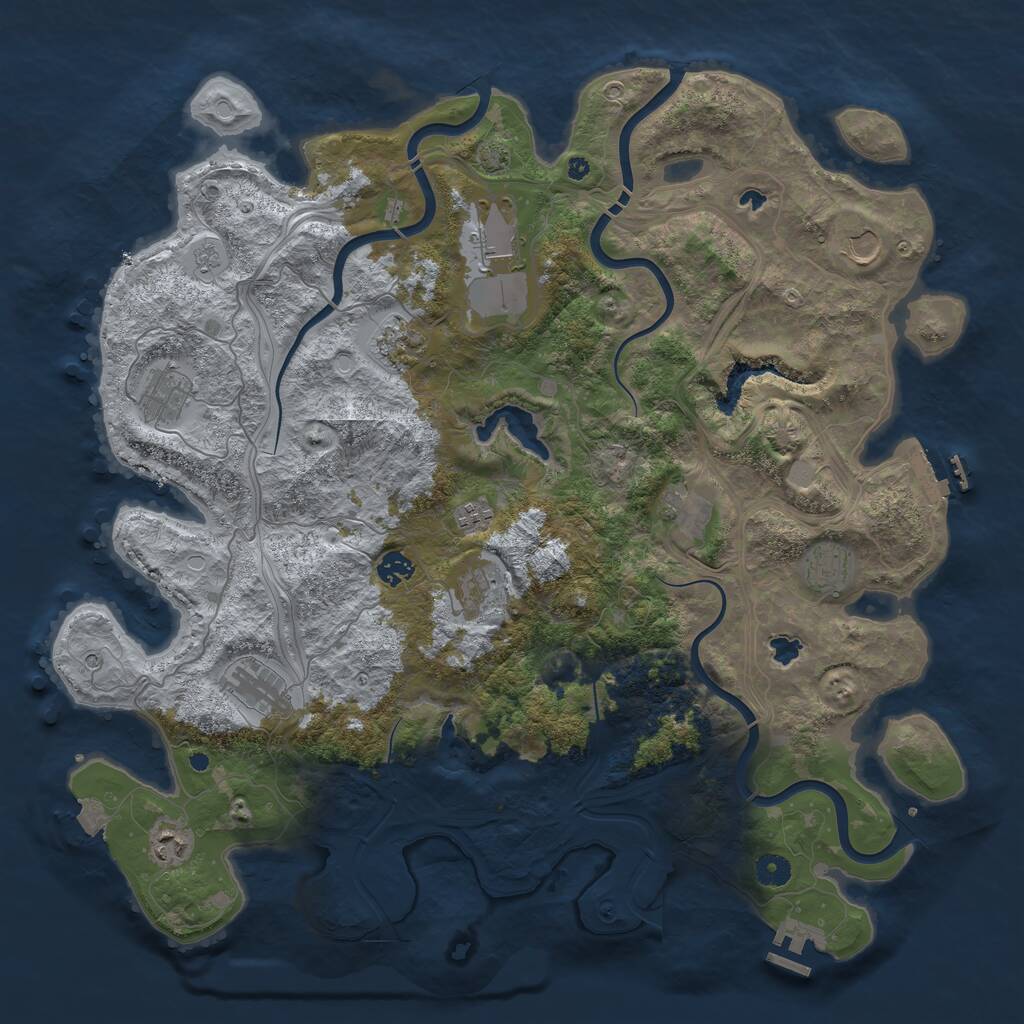 Rust Map: Procedural Map, Size: 4500, Seed: 9186, 17 Monuments