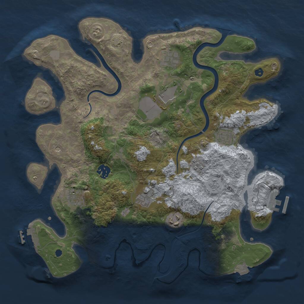 Rust Map: Procedural Map, Size: 3500, Seed: 543786240, 14 Monuments