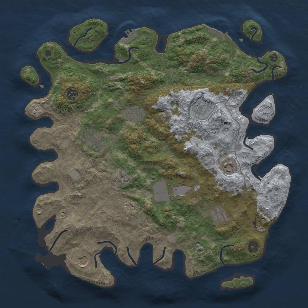 Rust Map: Procedural Map, Size: 4000, Seed: 549545401, 19 Monuments