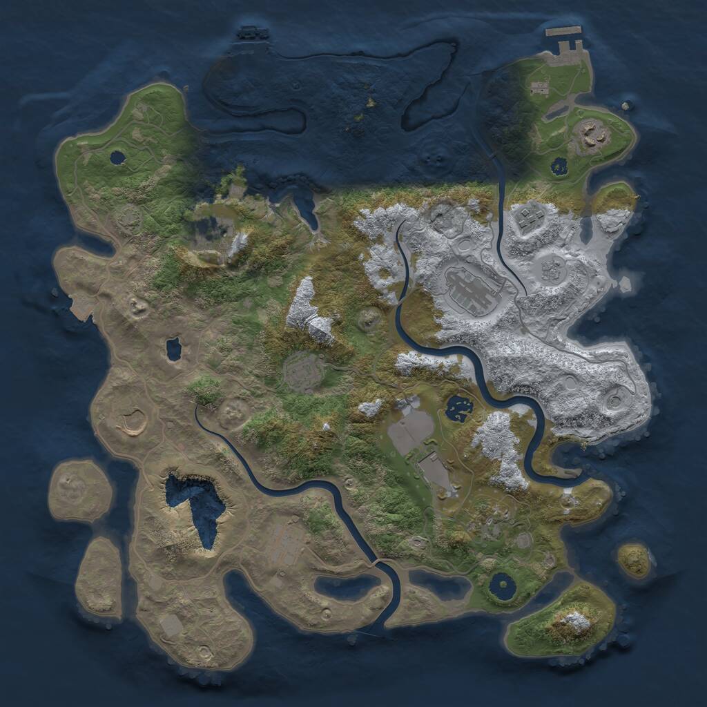 Rust Map: Procedural Map, Size: 4000, Seed: 649392870, 16 Monuments