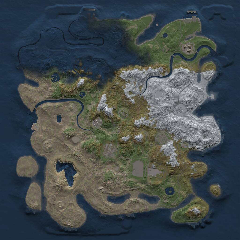 Rust Map: Procedural Map, Size: 4000, Seed: 649392870, 12 Monuments