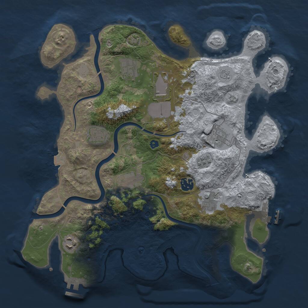 Rust Map: Procedural Map, Size: 3500, Seed: 1935199522, 15 Monuments