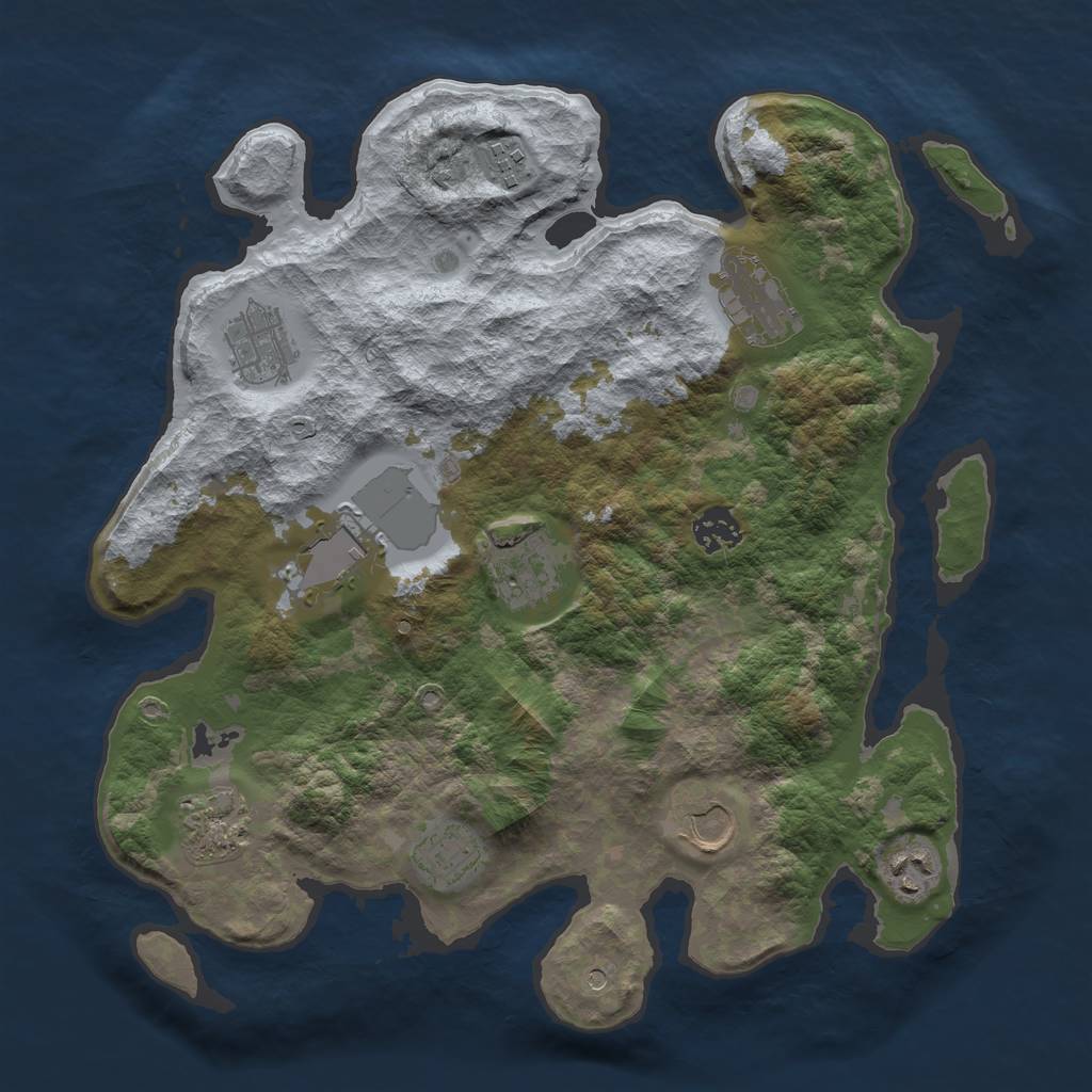 Rust Map: Barren, Size: 3500, Seed: 802959956, 13 Monuments