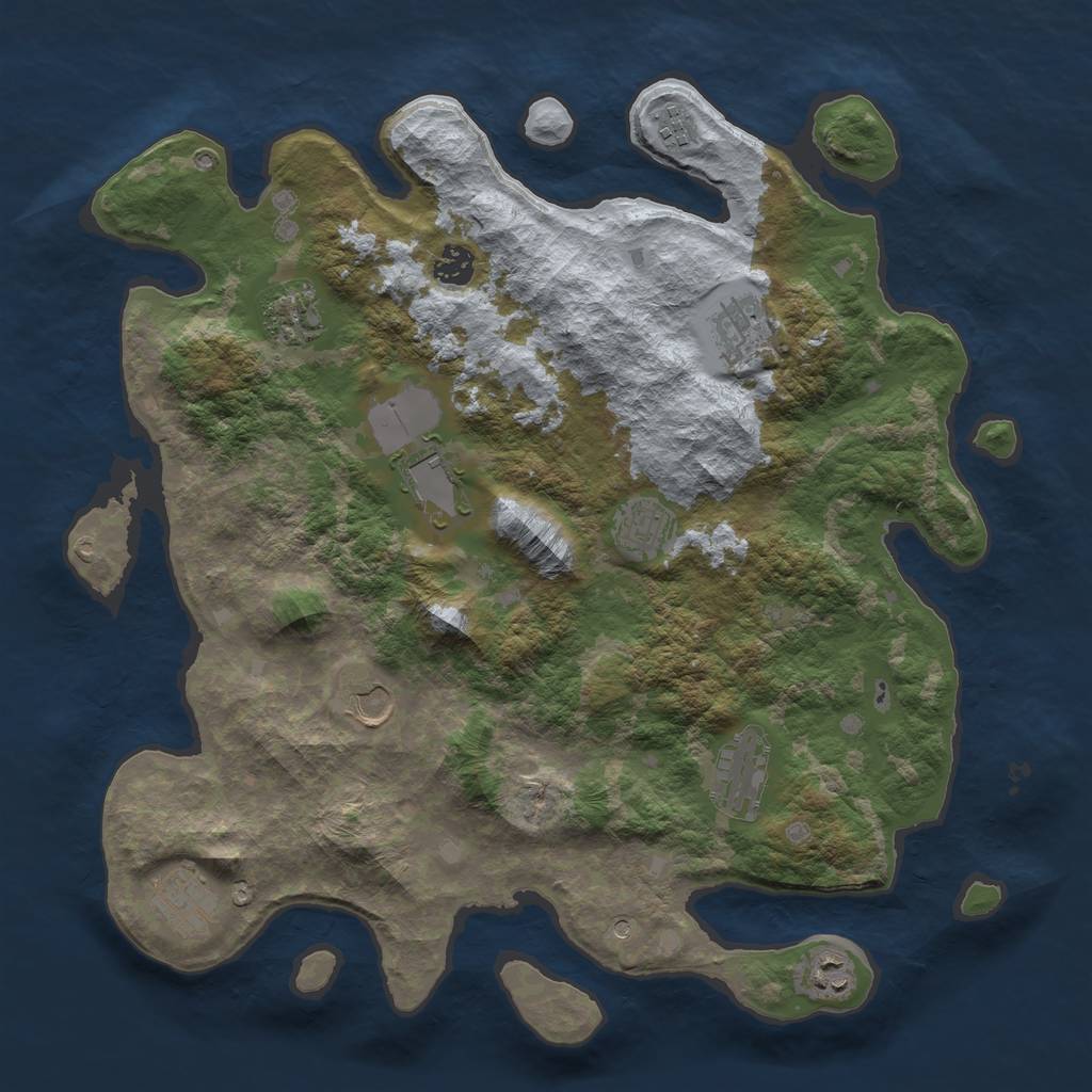Rust Map: Barren, Size: 4000, Seed: 1877343459, 13 Monuments