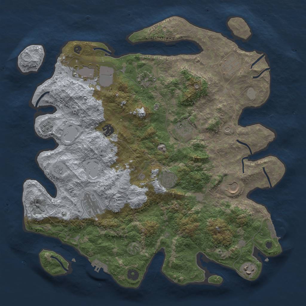 Rust Map: Procedural Map, Size: 3950, Seed: 17915648, 19 Monuments