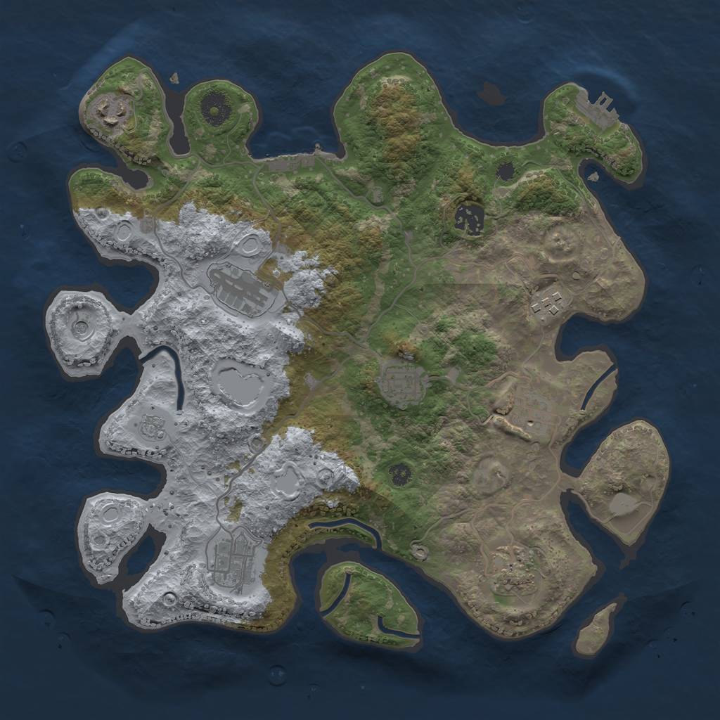 Rust Map: Procedural Map, Size: 3400, Seed: 649713, 17 Monuments