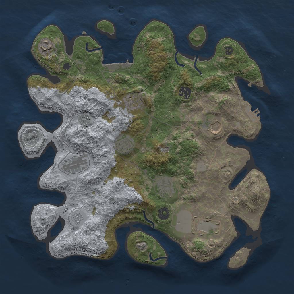 Rust Map: Procedural Map, Size: 3500, Seed: 649713, 18 Monuments