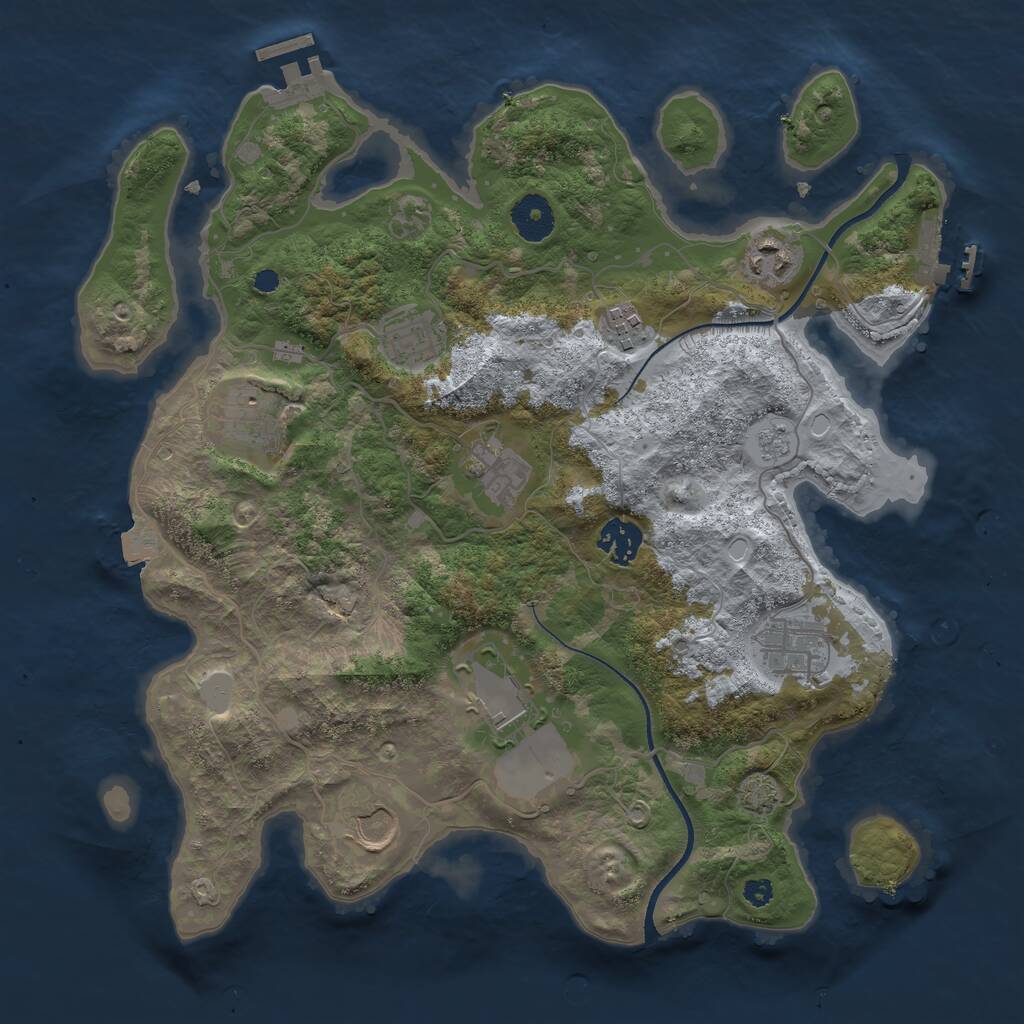 Rust Map: Procedural Map, Size: 3500, Seed: 1467431049, 14 Monuments