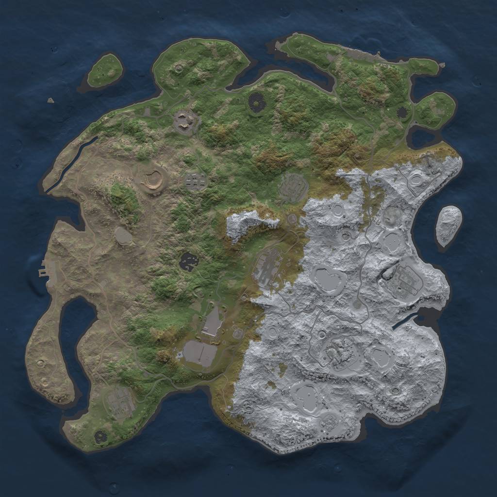 Rust Map: Procedural Map, Size: 4000, Seed: 505, 19 Monuments