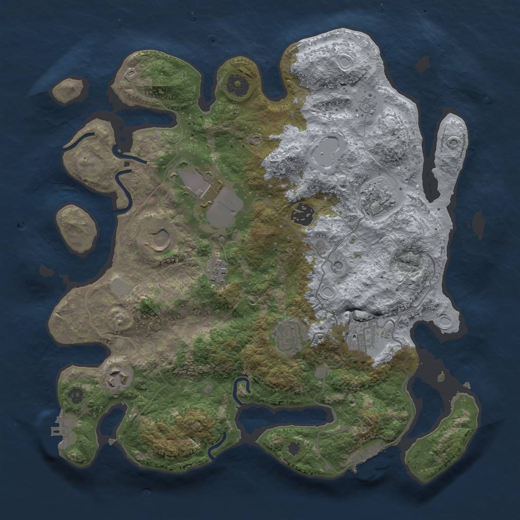 Rust Map: Procedural Map, Size: 3500, Seed: 7415, 17 Monuments