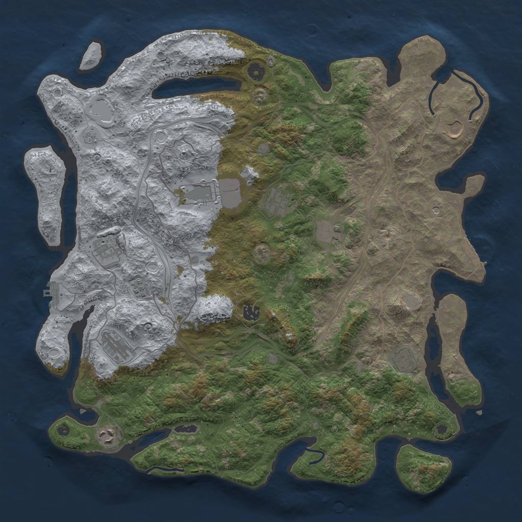 Rust Map: Procedural Map, Size: 4500, Seed: 421071244, 19 Monuments